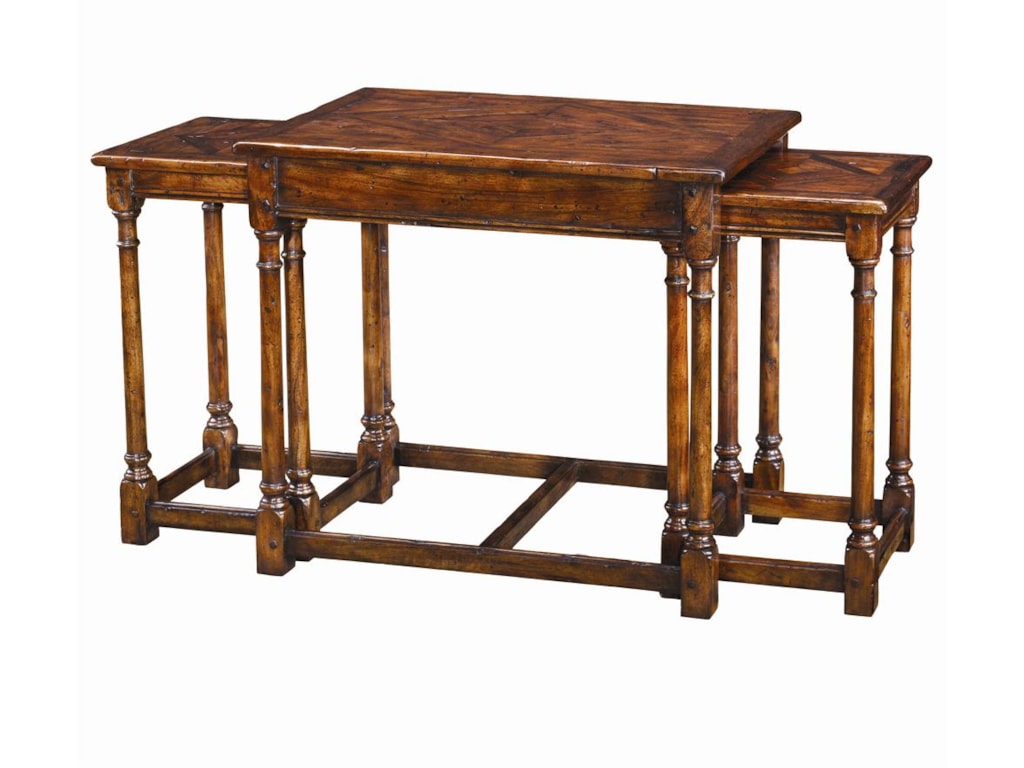 Theodore Alexander Tables3 Antiqued Wood Parquetry Tables