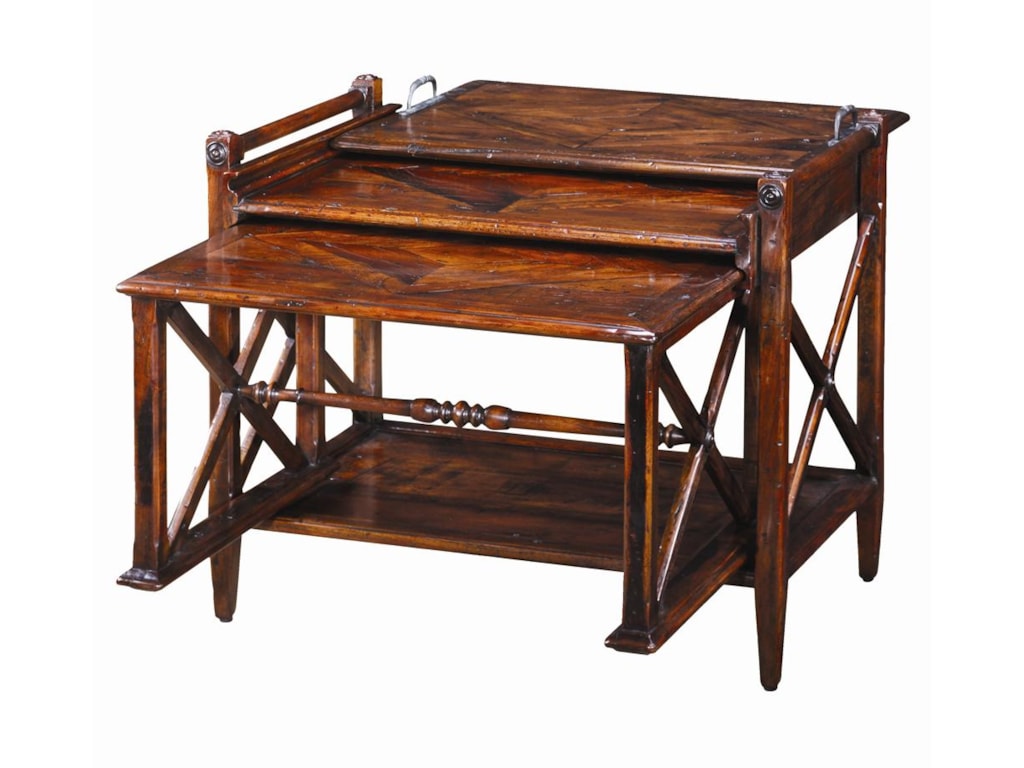 Theodore Alexander TablesAntiqued Wood Parquetry Table Nest