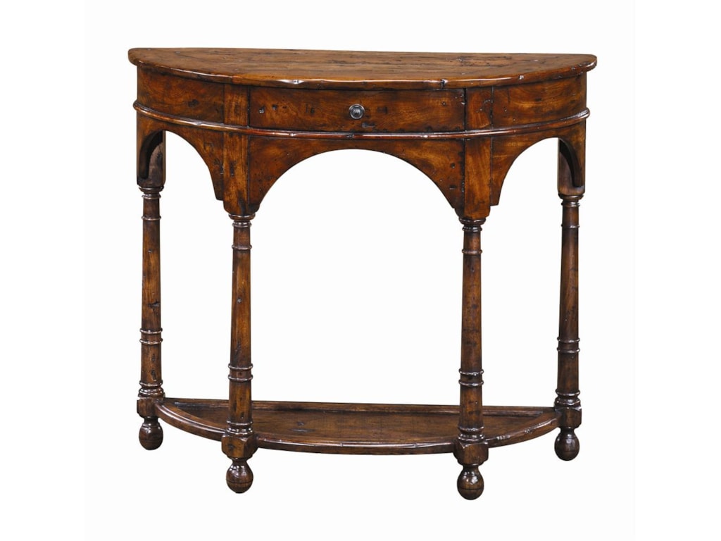 Theodore Alexander TablesAntiqued Wood Bowfront Sofa Table