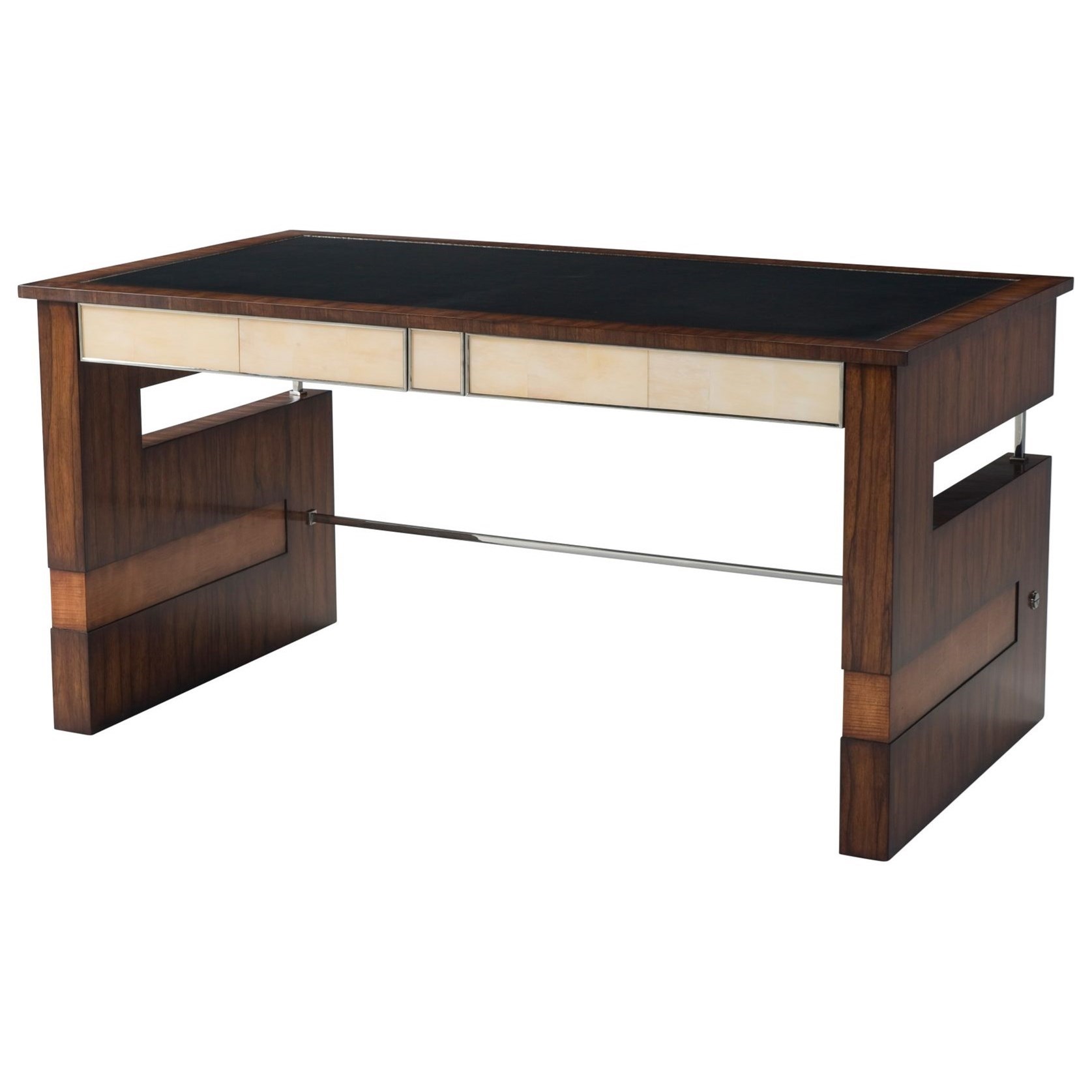 Striking Elements Writing Table with Inset Leather Top