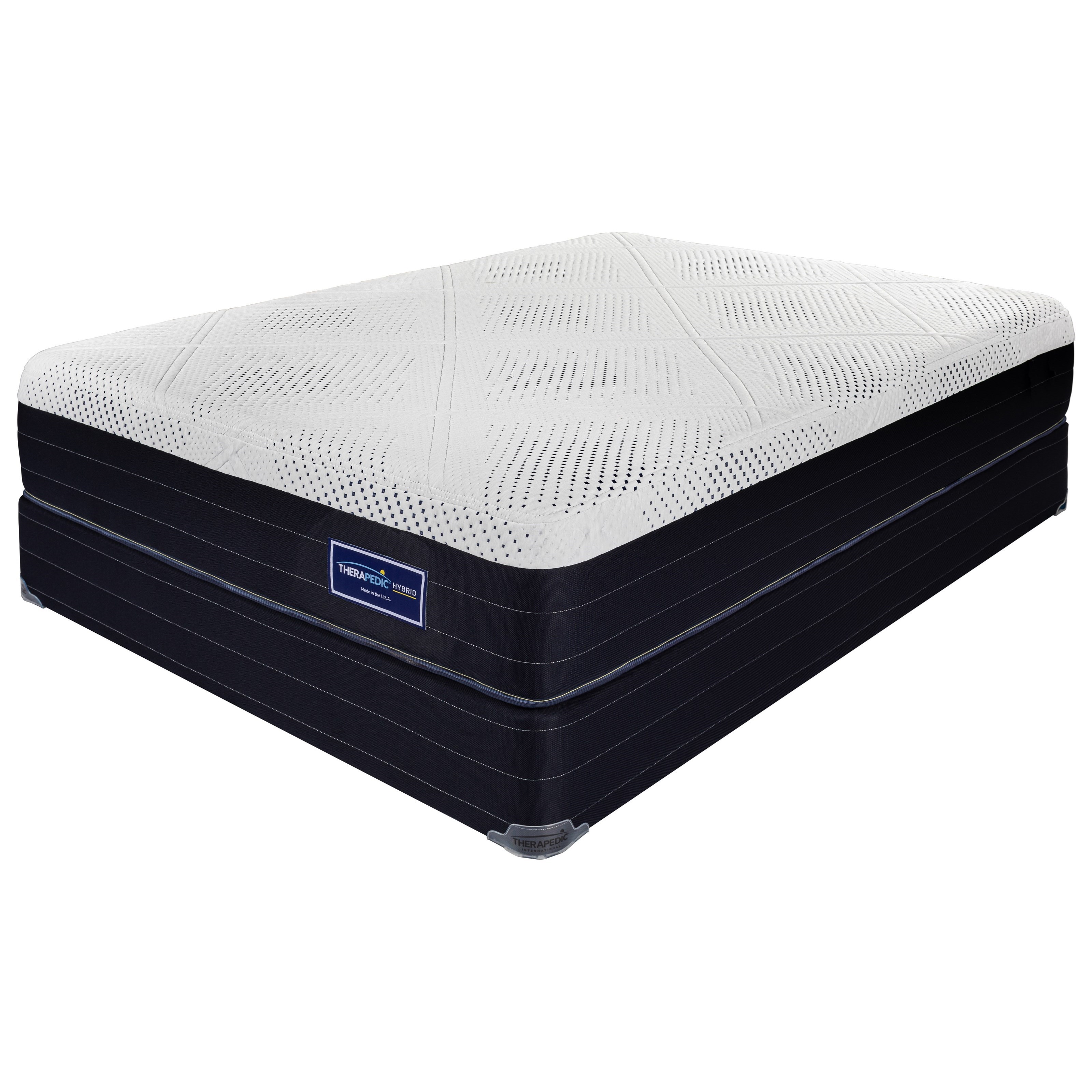 Therapedic T10 Hybrid Queen Hybrid Mattress And Natural Wood Foundation Darvin Furniture Mattress And Box Spring Sets