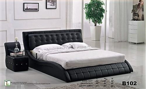 Titanic Furniture B100 Black Leatherette Tufted Sleigh Bed Dream Home Interiors Platform Beds Low Profile Beds