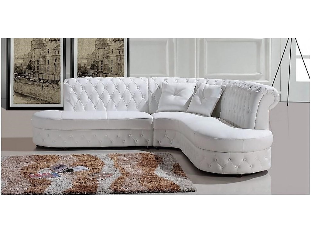 S161 Contemporary Leather 2 Pc Sofa Chaise White By Anic Furniture At Dream Home Interiors