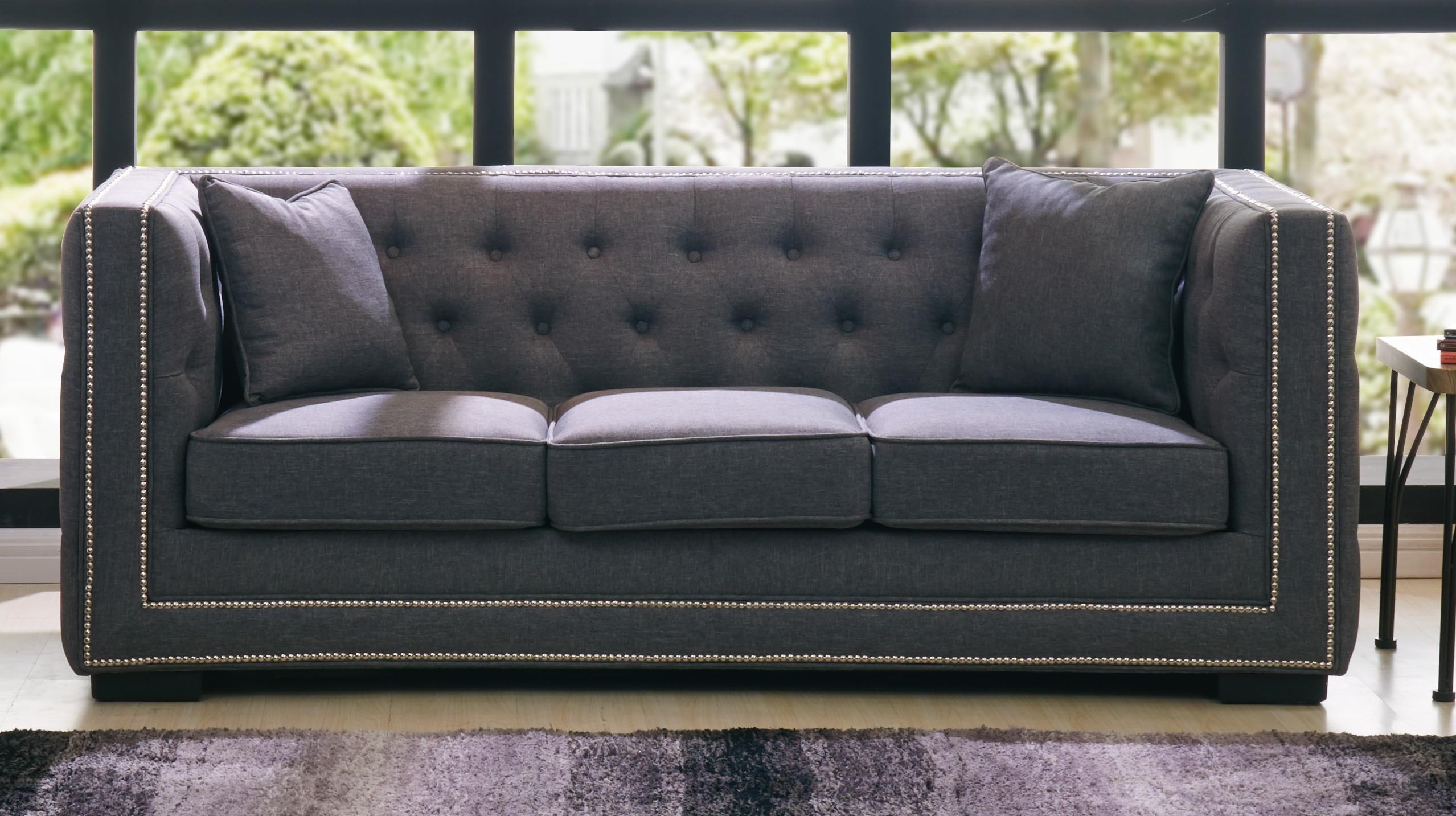 Titanic Furniture U402 Grey Upholstered Sofa With Button Tufting Dream Home Interiors Sofas