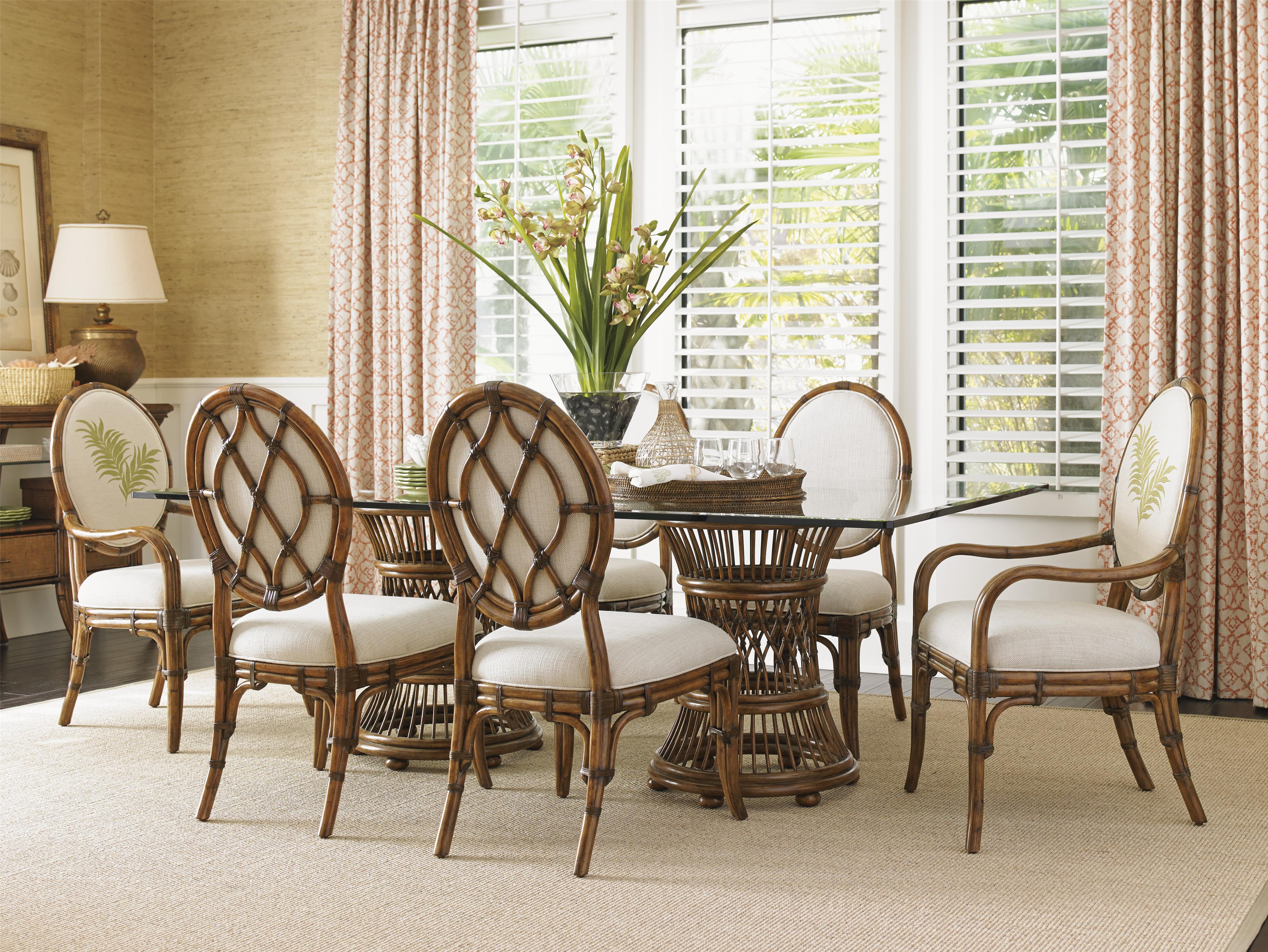 tommy bahama glass top dining table