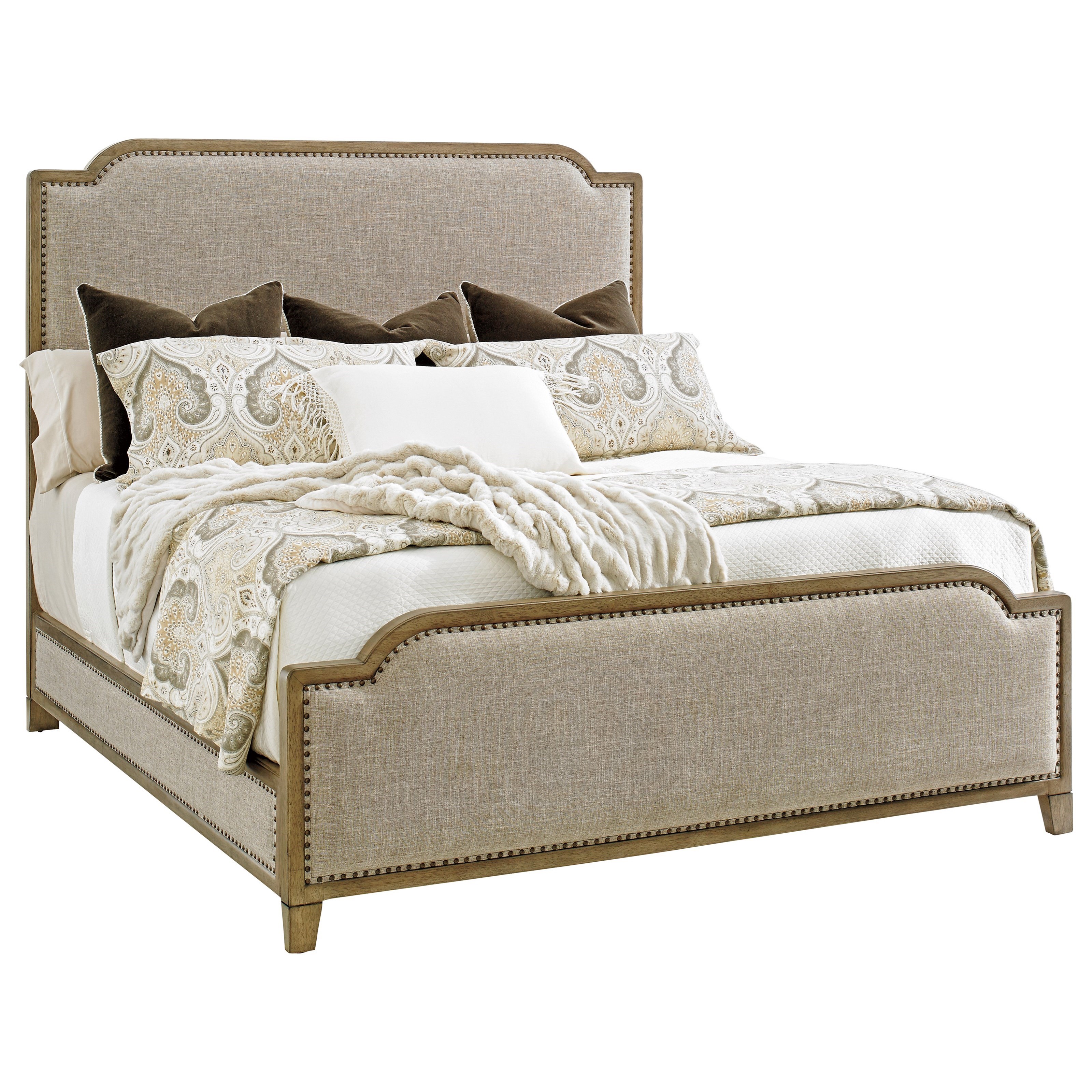 Tommy Bahama Home Cypress Point Stone Harbour King Size Bed With Fabric Upholstery And Nailhead Border Jacksonville Furniture Mart Upholstered Beds