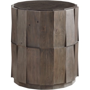 Tommy Bahama Home Cypress Point 562 951 Everett Round Travertine End Table With Random Planked Elm Design Baer S Furniture End Tables