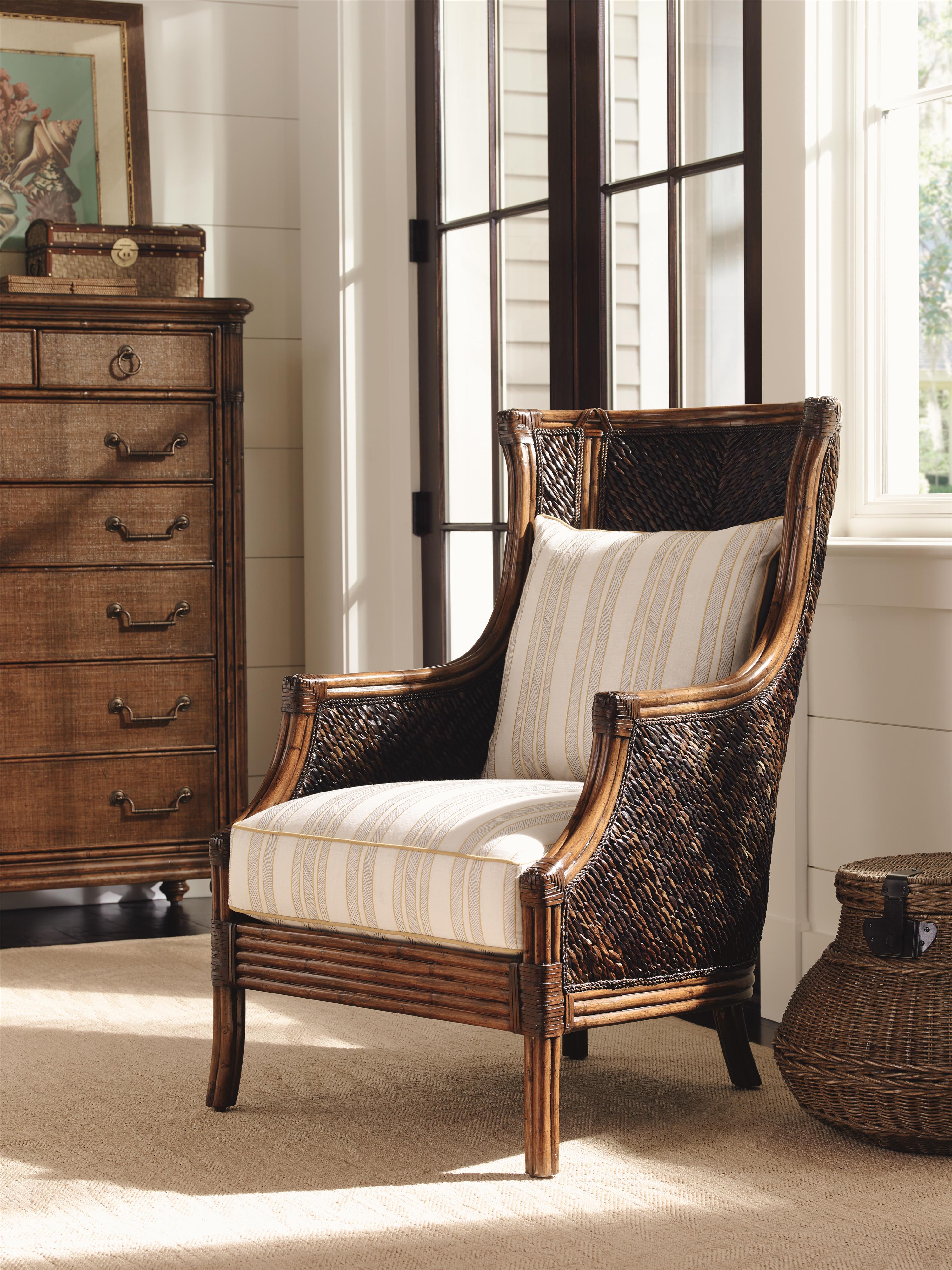 Tommy Bahama Home Island Estate Loose Back Wicker Rum Beach Chair Johnny Janosik Exposed Wood Chairs