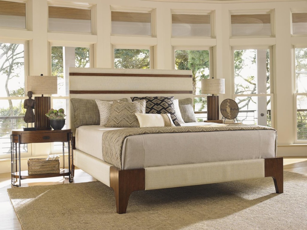 Tommy Bahama Home Island FusionMandarin Upholstered Panel Bed 5/0 Queen