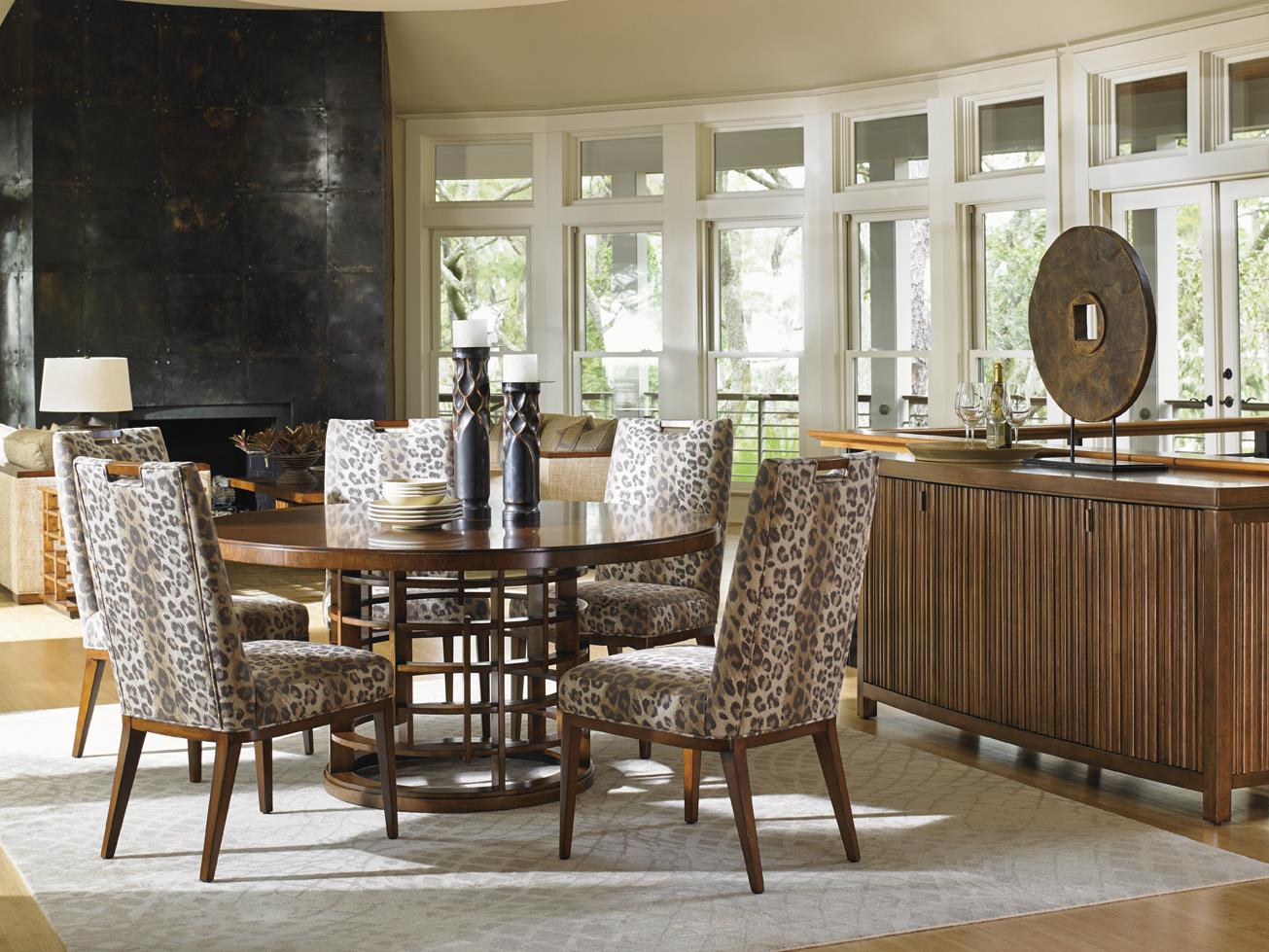 Tommy Bahama Home Island Fusion Meridien Round Dining Table With Wood Top Wayside Furniture Dining Tables