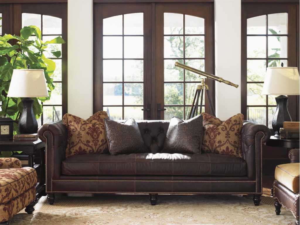 Tommy Bahama Home Island TraditionsManchester Leather Sofa (married cover)