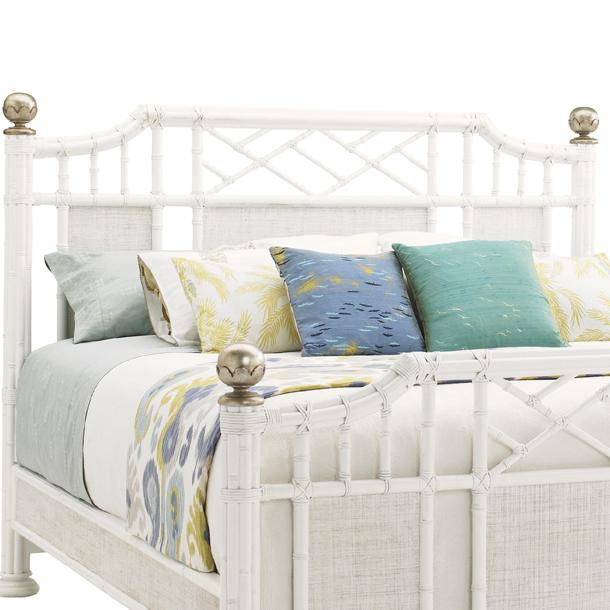 Tommy Bahama Home Ivory Key 348499585 Queen Pritchards Bay Panel Headboard With Leather Wrapped Rattan Baer S Furniture Headboards
