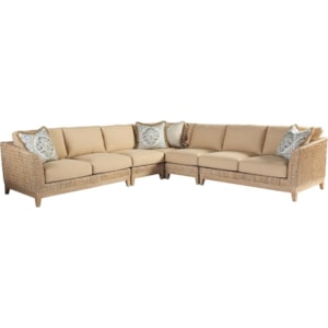 Tommy Bahama Home Los Altos Brisbane Tropical Five Piece Sectional With Woven Banana Leaf Hudson S Furniture Sectional Sofas