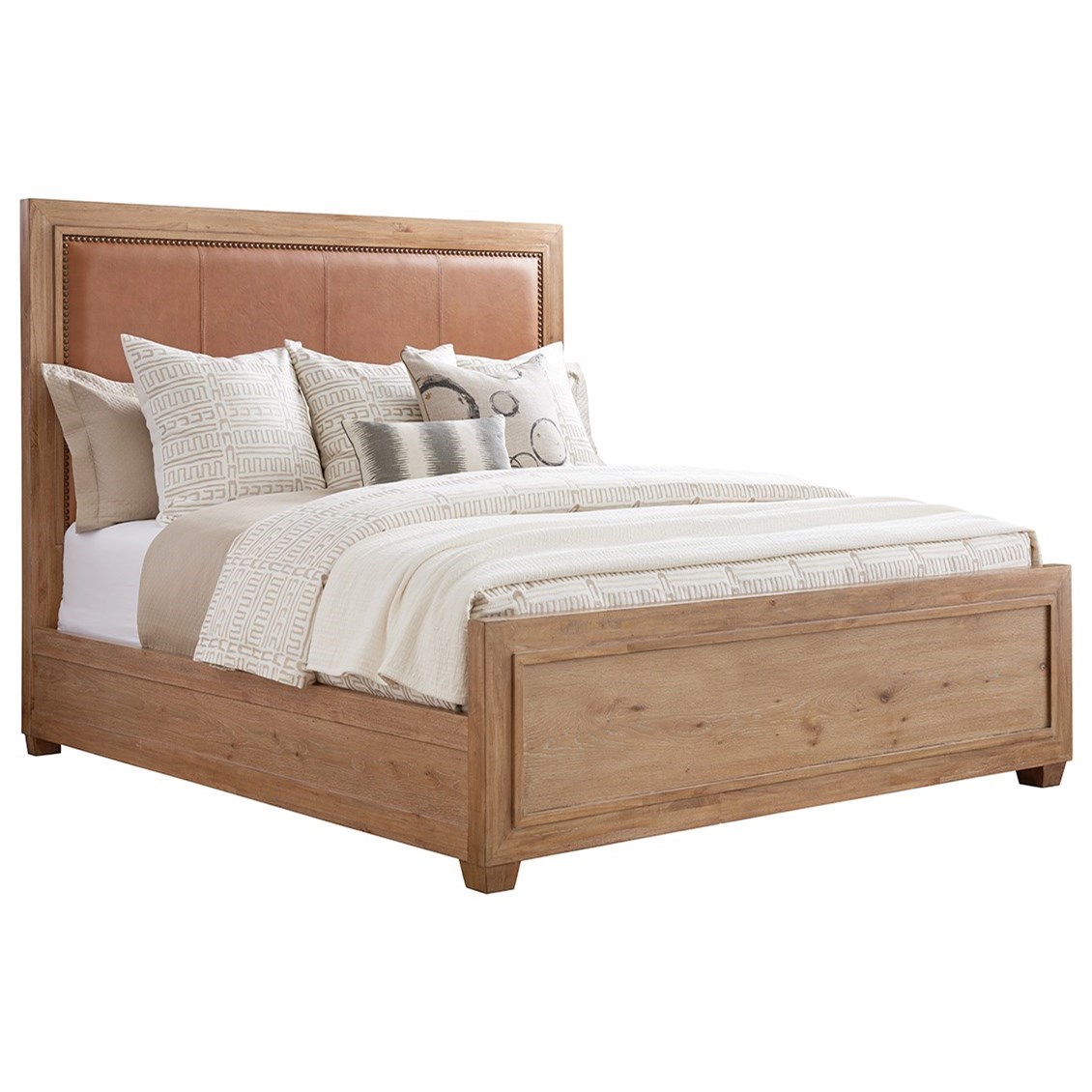 Tommy Bahama Home Los Altos 566 145c Antilles California King Size Bed With Rustic Stitched Leather Headboard And Nailhead Trim Hudson S Furniture Upholstered Beds