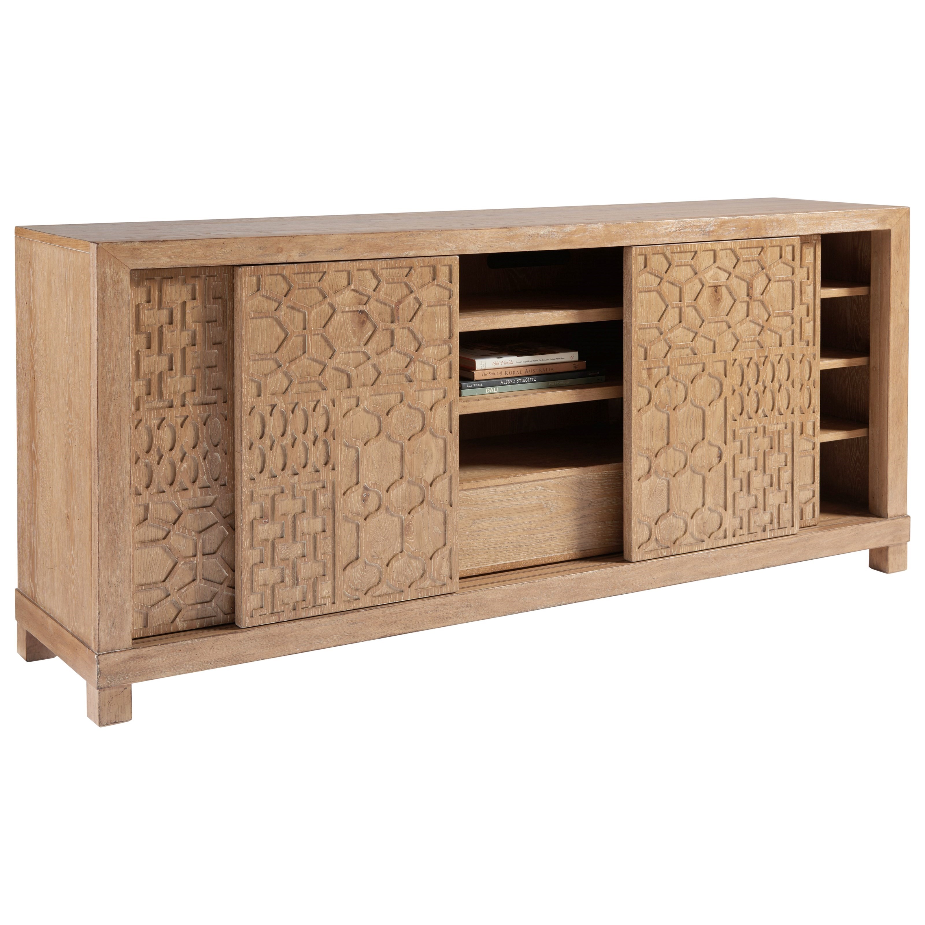 Tommy Bahama Home Los Altos Lex 566 908 Morocco Media Console With Four Sliding Doors And Tribal Design Hudson S Furniture Tv Stands