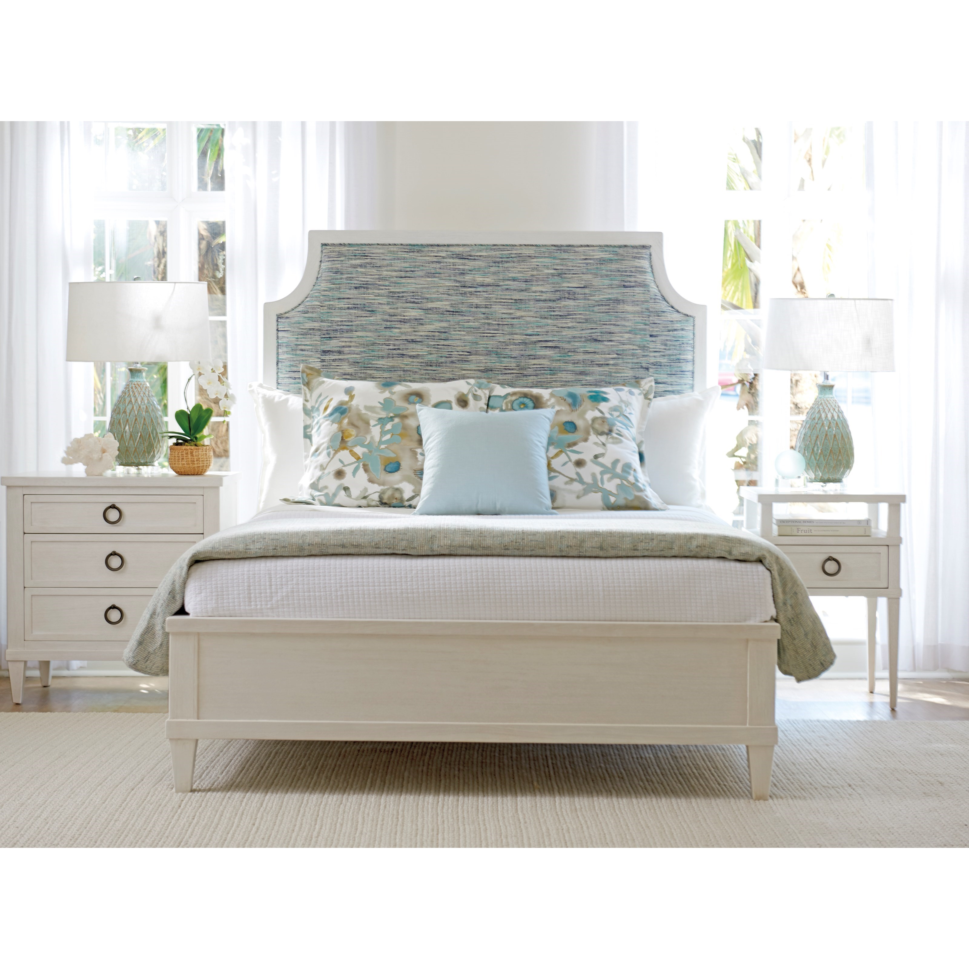 Tommy Bahama Home Ocean Breeze 570 153uhb 143fbsr Belle Isle Queen Upholstered Bed With Custom Fabric Headboard Hudson S Furniture Upholstered Beds