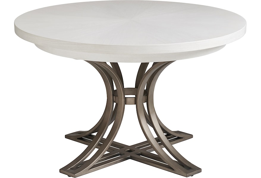Tommy Bahama Home Ocean Breeze 570 872c Marsh Creek 48 Inch Round Dining Table With Metal Base Hudson S Furniture Dining Tables