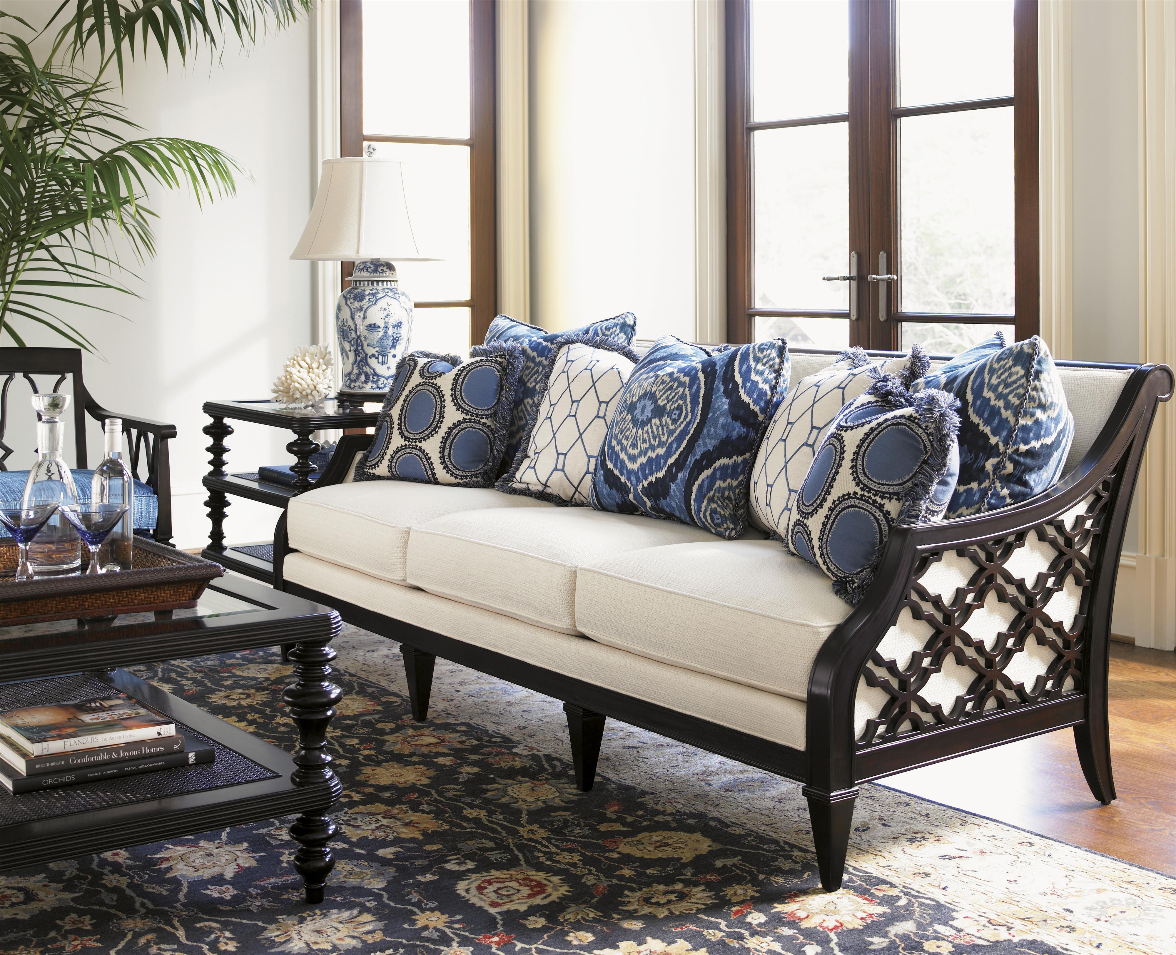 Tommy Bahama Home Royal Kahala Bay Club Exposed Wood Sofa With