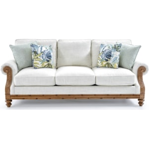 Tommy Bahama Home Tommy Bahama Upholstery 7921 33 06 Quick Ship West Shore Sofa With Exposed Wood Accents Hudson S Furniture Sofas