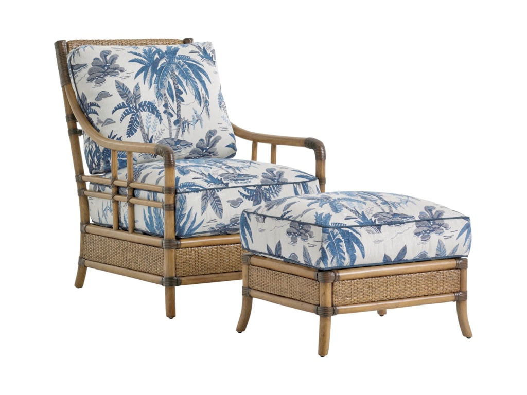 Tommy Bahama Home Twin Palms Seagate Rattan Chair And Ottoman Set Tommy Bahama Home Twin Palms Seagate Rattan Chair And Ottoman Set