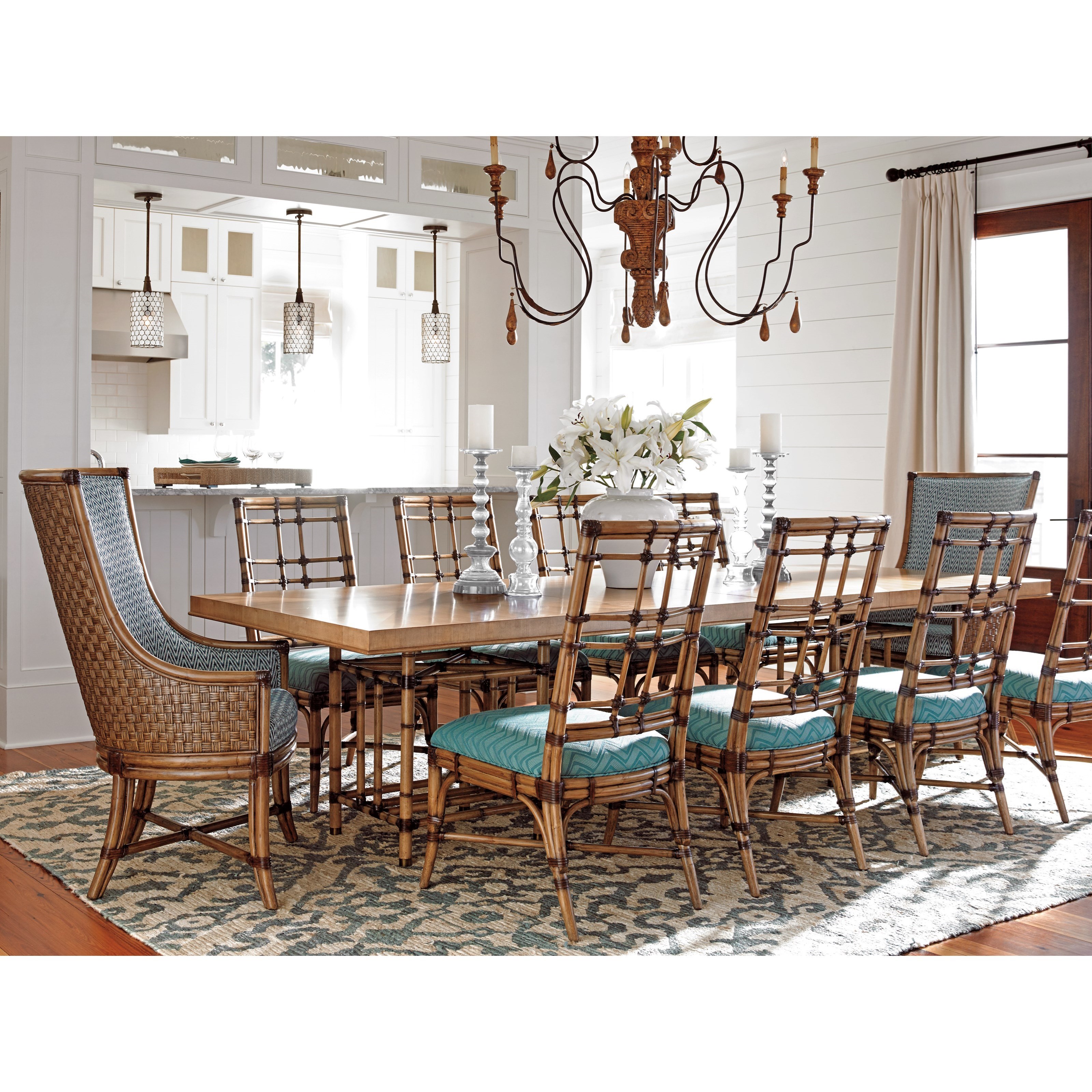 Tommy Bahama Home Twin Palms 558 876c Caneel Bay Rectangular Dining Table With Extension Leaves Hudson S Furniture Dining Tables