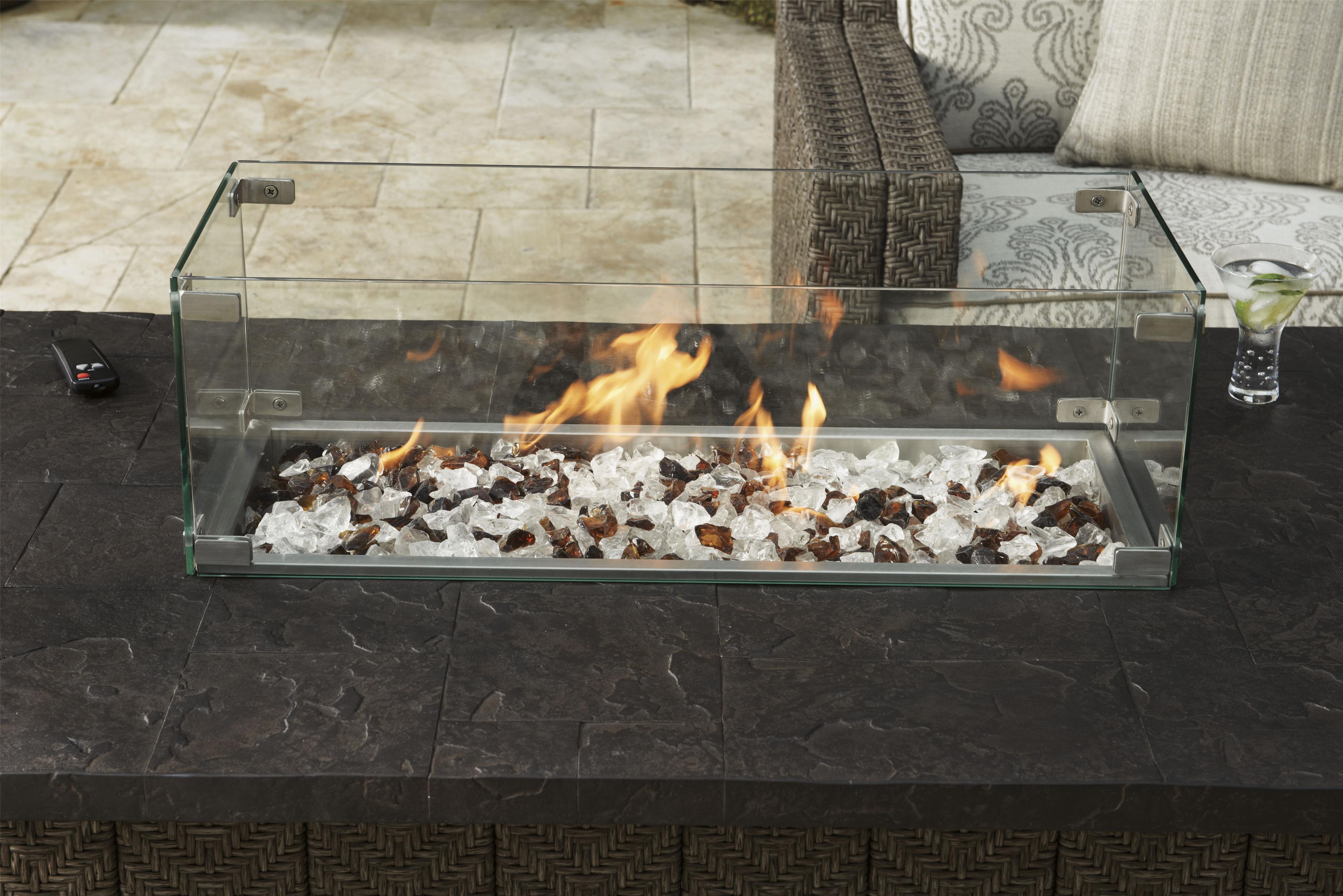 Tommy Bahama Outdoor Living Blue Olive Contemporary Gas Fire Pit