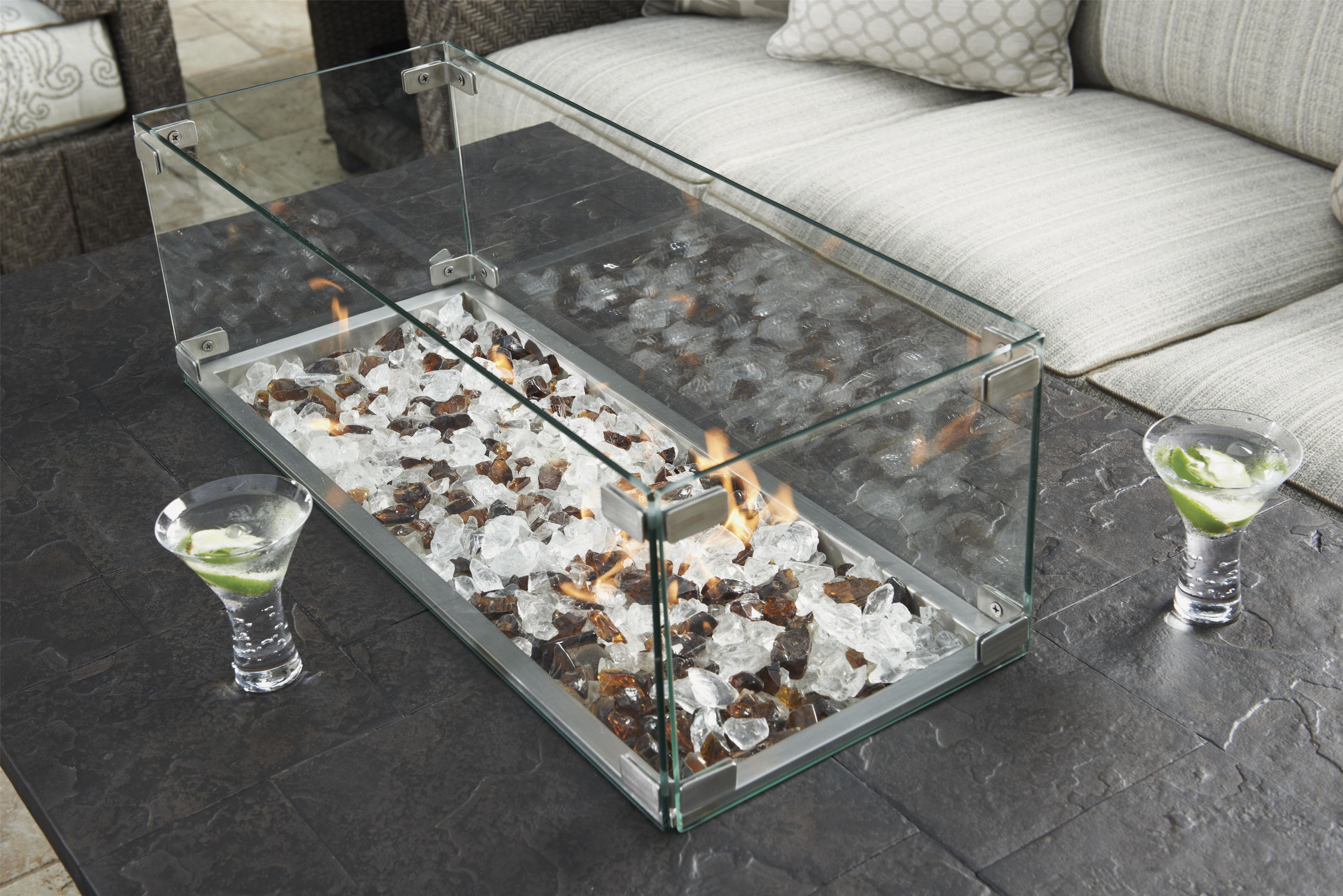 Tommy Bahama Outdoor Living Blue Olive Contemporary Gas Fire Pit