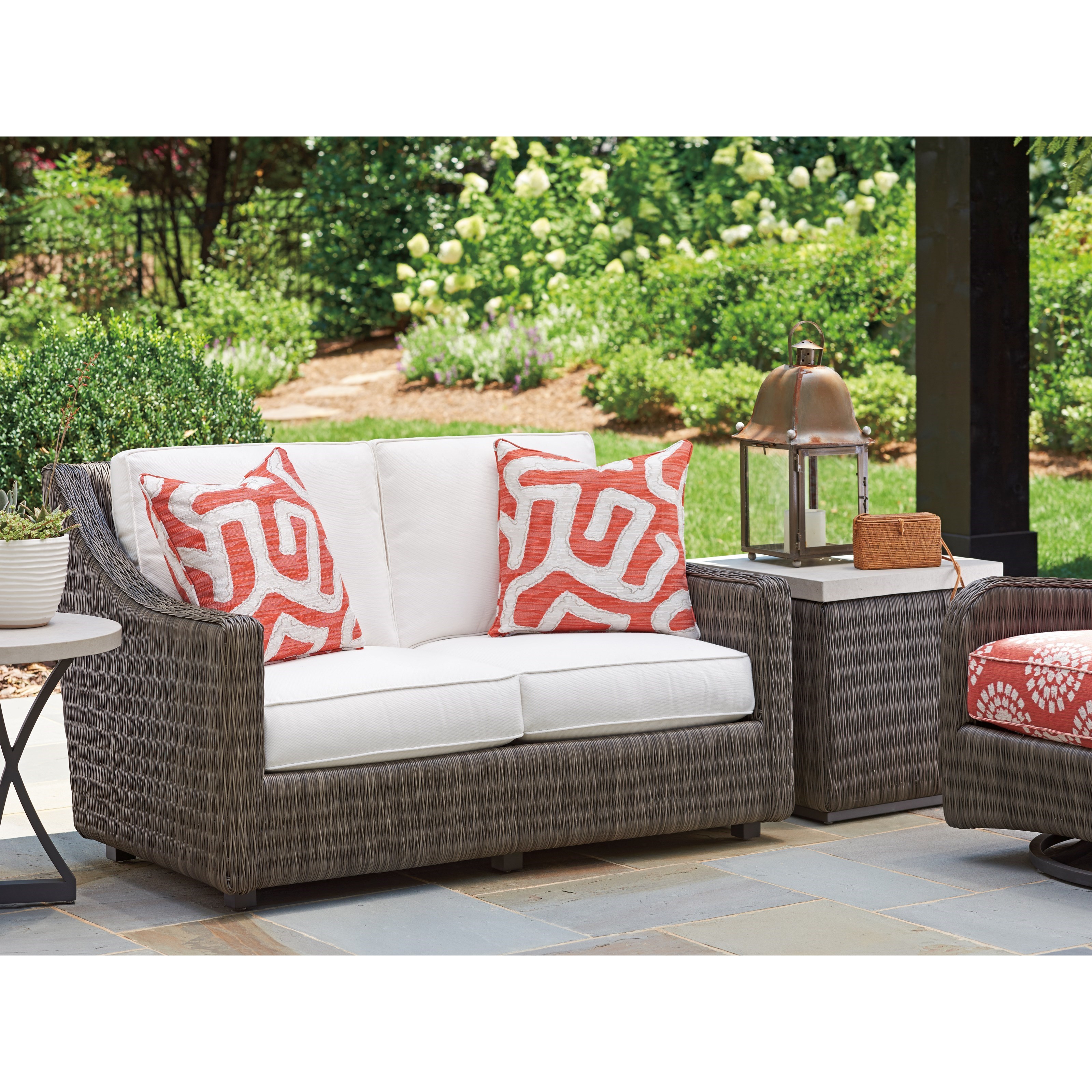 Tommy Bahama Outdoor Living Cypress Point Ocean Terrace Outdoor Loveseat With Weatherproof Cushions Howell Furniture Outdoor Loveseats
