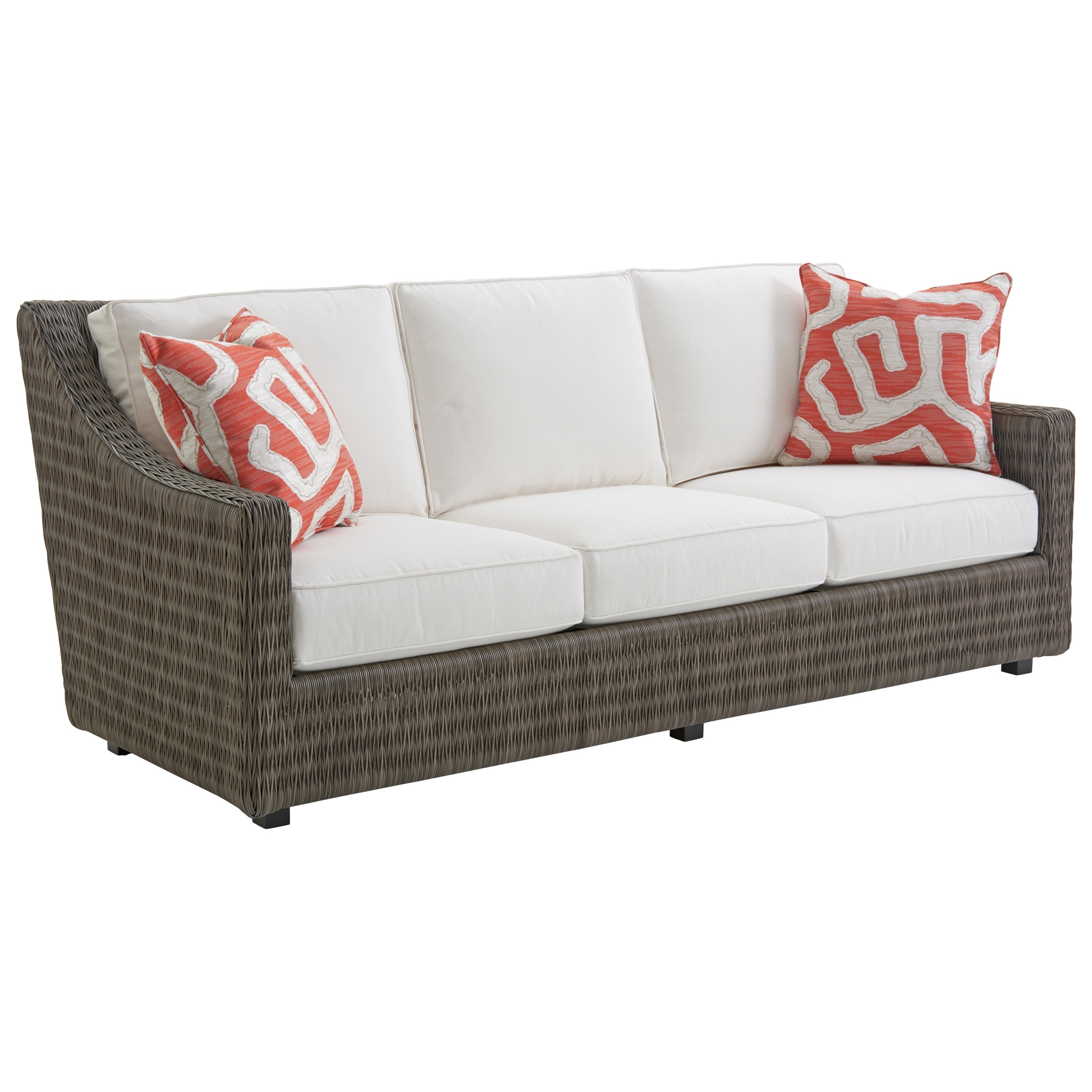 Tommy Bahama Outdoor Living Cypress Point Ocean Terrace Outdoor Demi Small Scale Sofa With Weatherproof Cushions Howell Furniture Outdoor Sofas