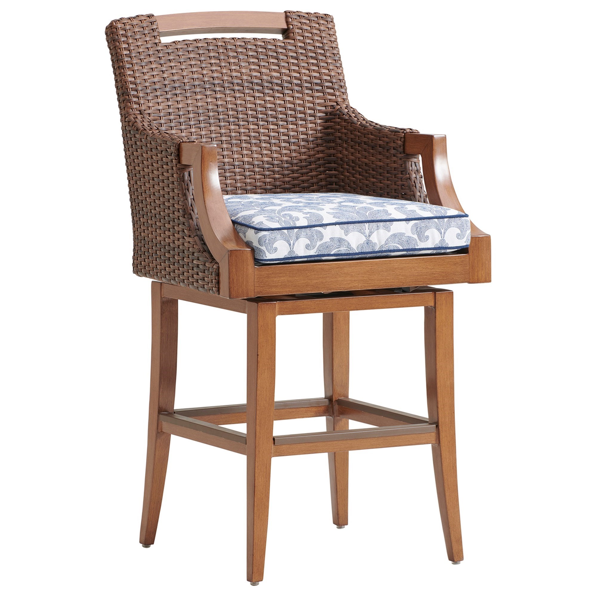 Tommy Bahama Outdoor Living Harbor Isle Transitional Outdoor Swivel Bar Stool Howell Furniture Outdoor Bar Stools
