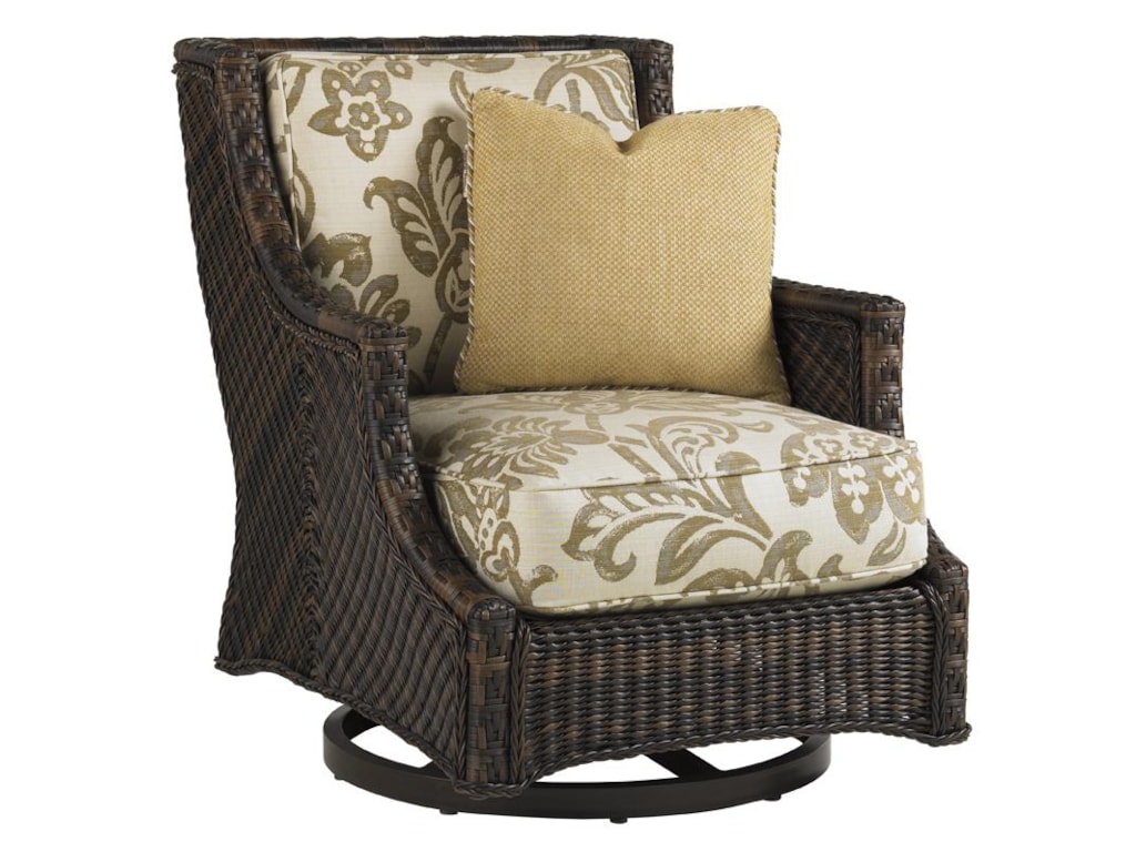 Tommy Bahama Outdoor Living Island Estate Lanai Woven Wicker Tommy Bahama Outdoor Living Island Estate Lanai Woven Wicker Swivel Lounge Chair With Throw Pillow
