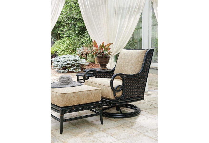 Tommy Bahama Outdoor Living Marimba Outdoor Swivel Rocker Lounge Chair And Ottoman Set Baer S Furniture Outdoor Chair And Ottoman Sets