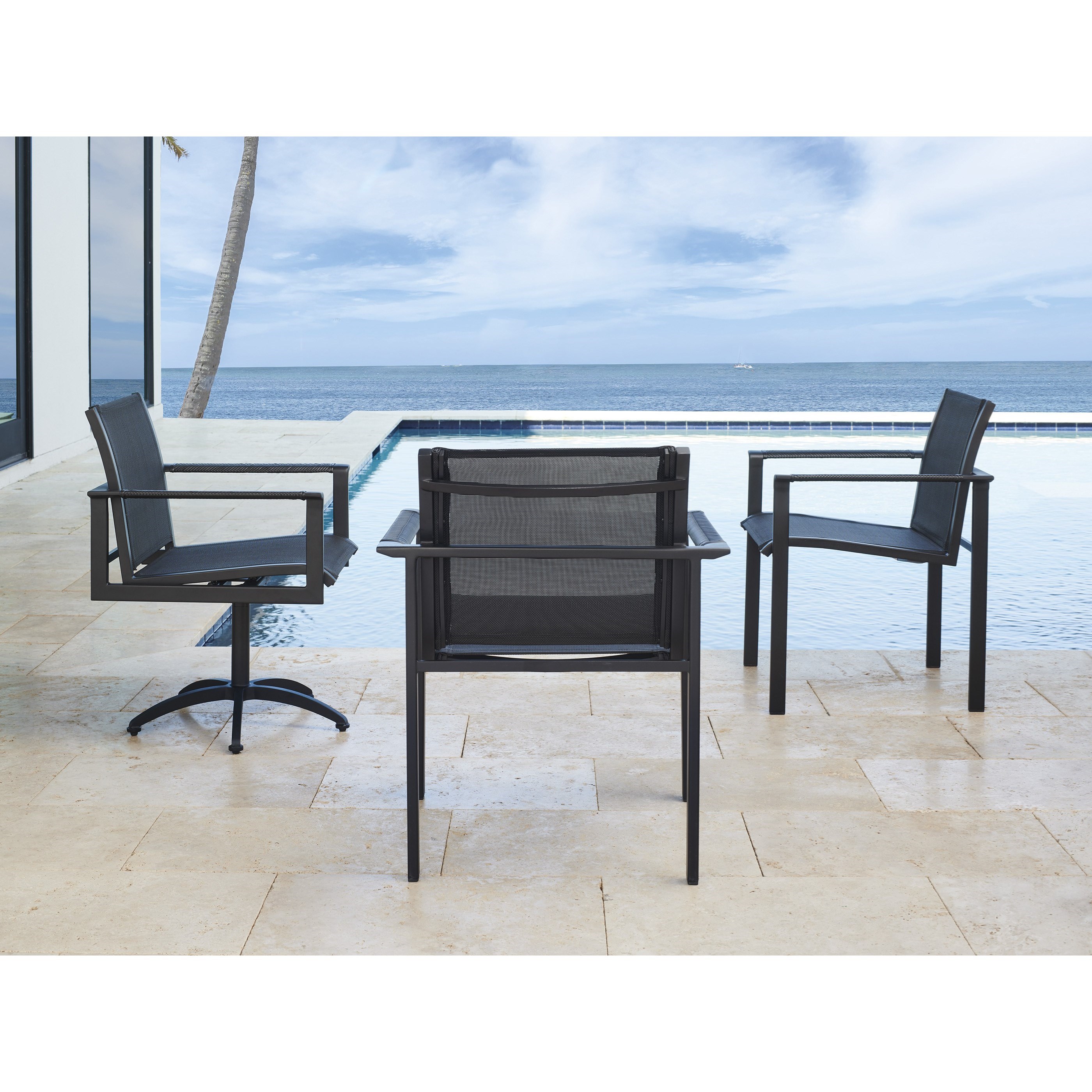 Tommy Bahama Outdoor Living South Beach 3940 13 Contemporary Outdoor Sling Seat Dining Chair Baer S Furniture Outdoor Dining Arm Chairs