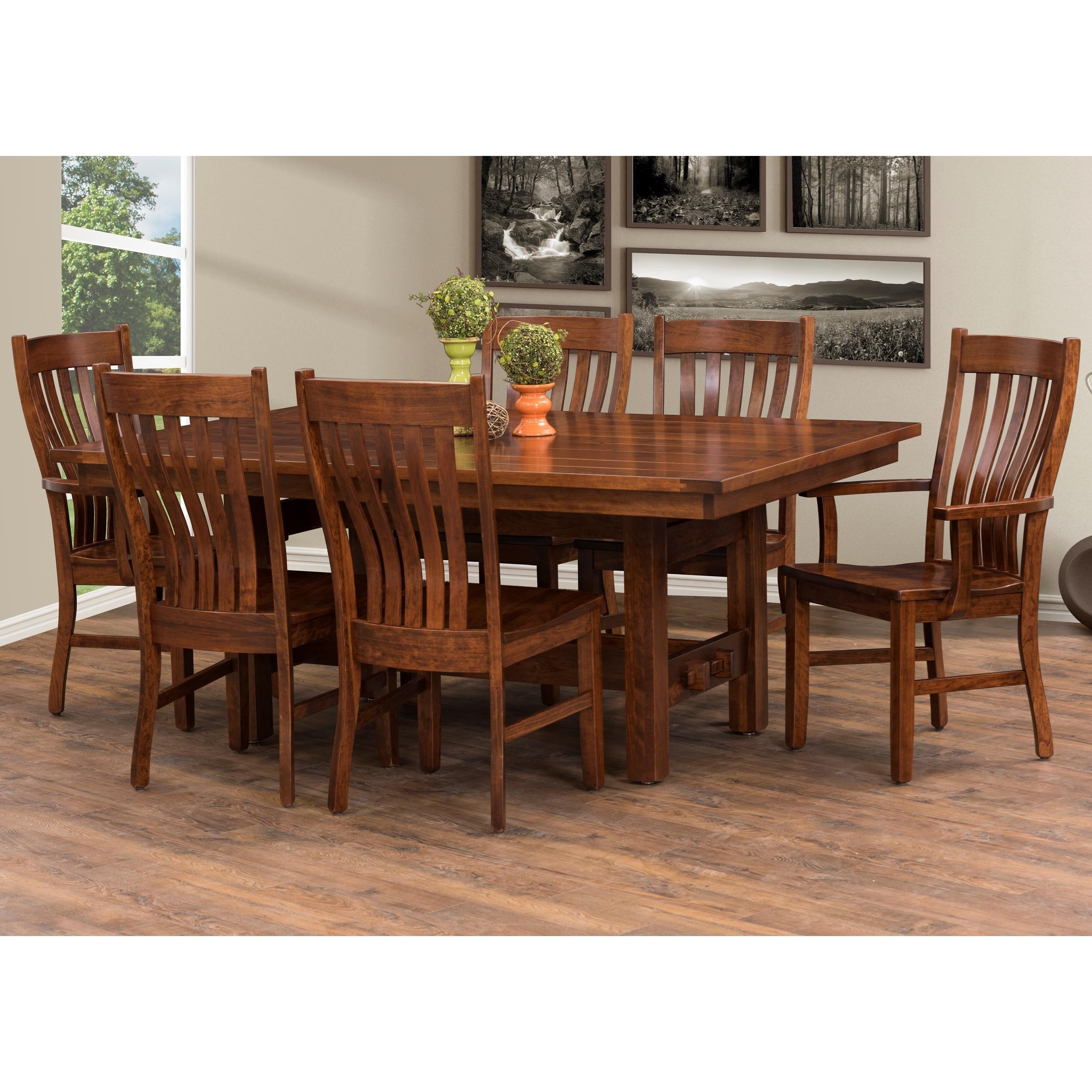 Trailway Amish Sutter Mills 7 Piece Customizable Dining Set Prime Brothers Furniture Dining 7 Or More Piece Sets