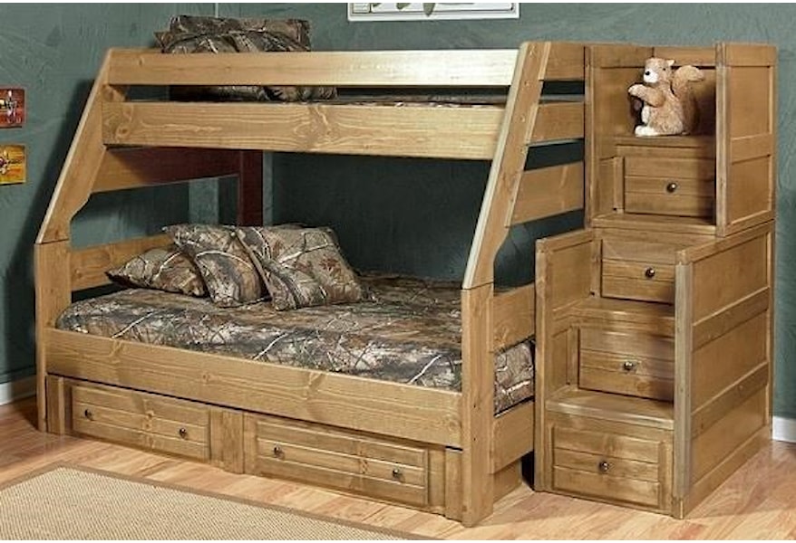 Trendwood Baylor Twin Full Bunk Bed Underbed Dresser And Stair Chest Sold Separately Morris Home Bunk Beds