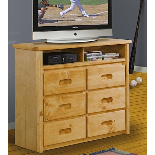Trendwood Bunkhouse 6 Drawer Pine Media Chest Boulevard Home Trendwood Bunkhouse 6 Drawer Pine Media Chest