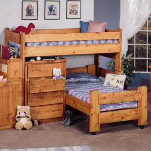 Trendwood Bunkhouse Twin Twin Apache Loft Bed With Twin Caster Bed Wilson S Furniture Loft Beds