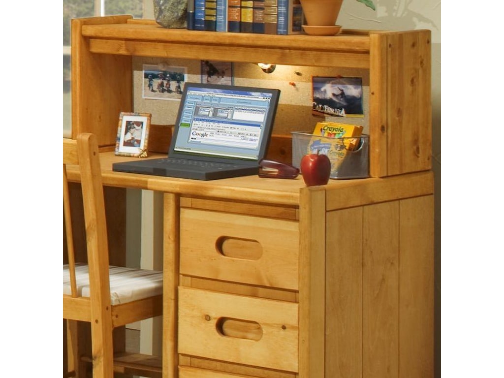 Trendwood Bunkhouse Student Desk Hutch With Corkboard And Light
