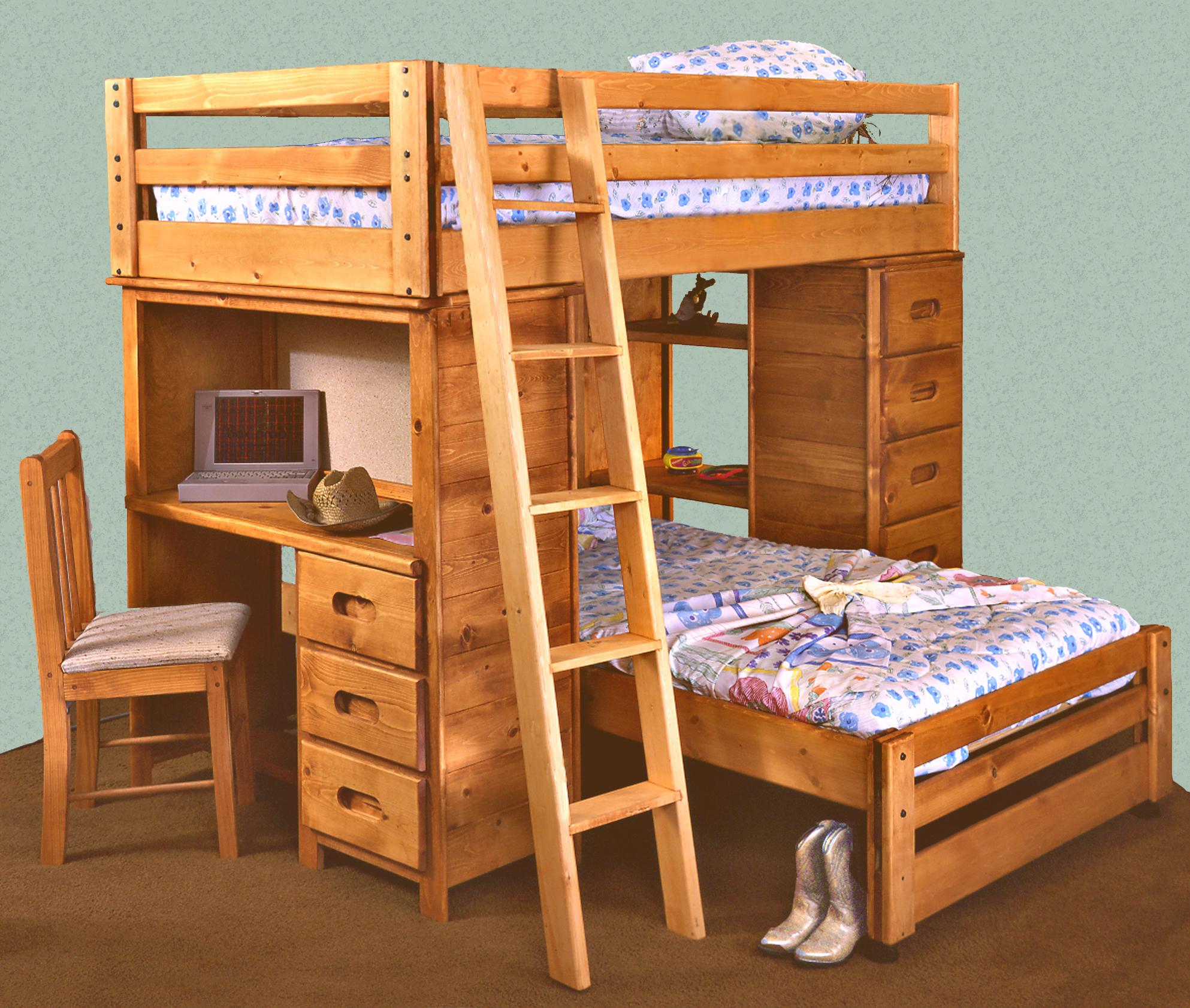 bunk bed with chair and desk