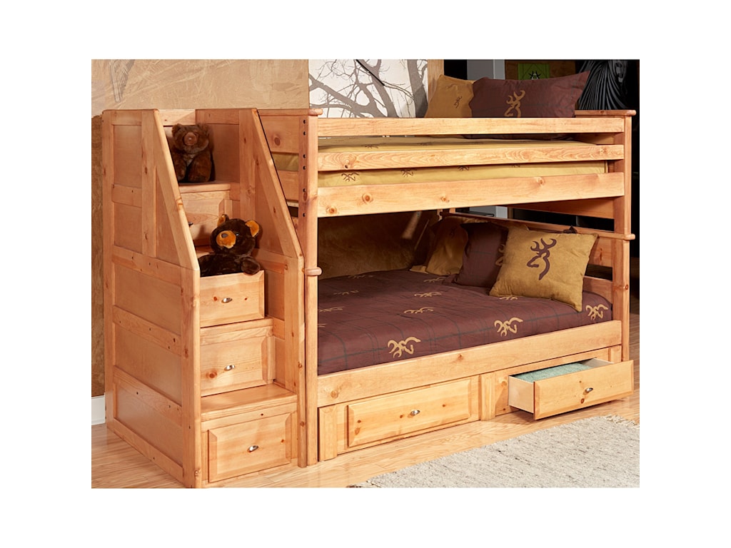 Trendwood Laguna Twin Twin Bunk Bed With Drawer Staircase And
