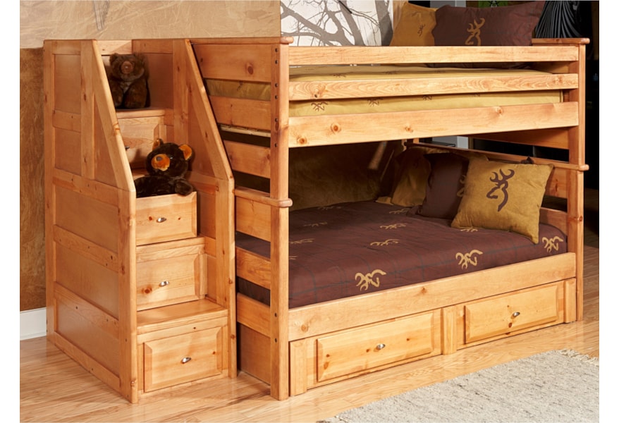 Trendwood Laguna Full Full Bunk Bed With Drawer Staircase And