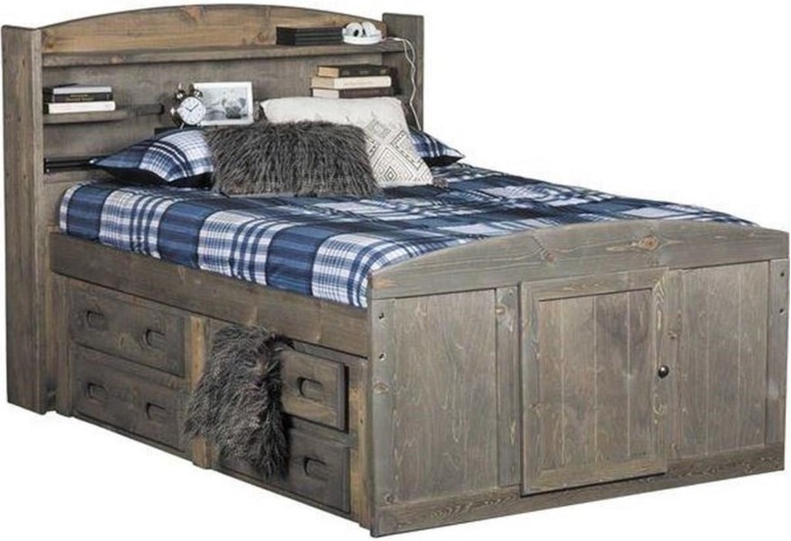 Trendwood Sedona 582541085 Full Bookcase Bed With 4 Drawer Underneath Storage Sam Levitz Furniture Bookcase Beds Full Beds With Storage Drawers Underneath