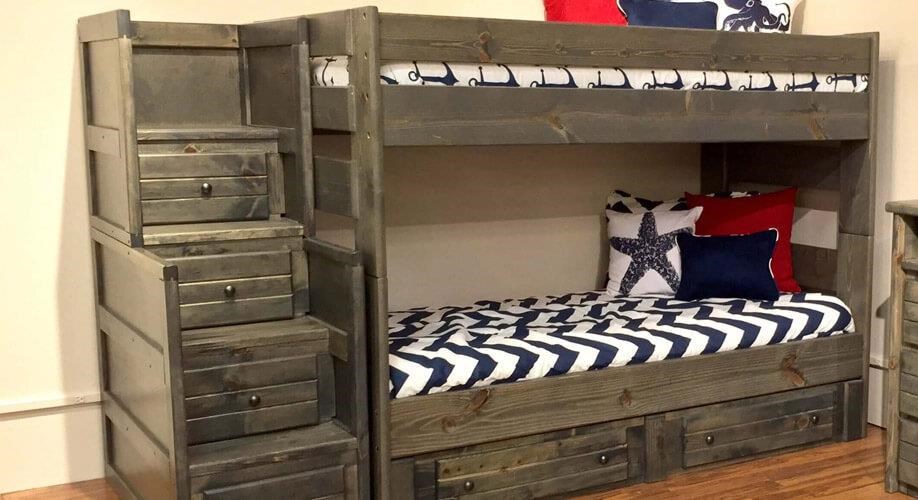 twin bunk bed with trundle and stairs