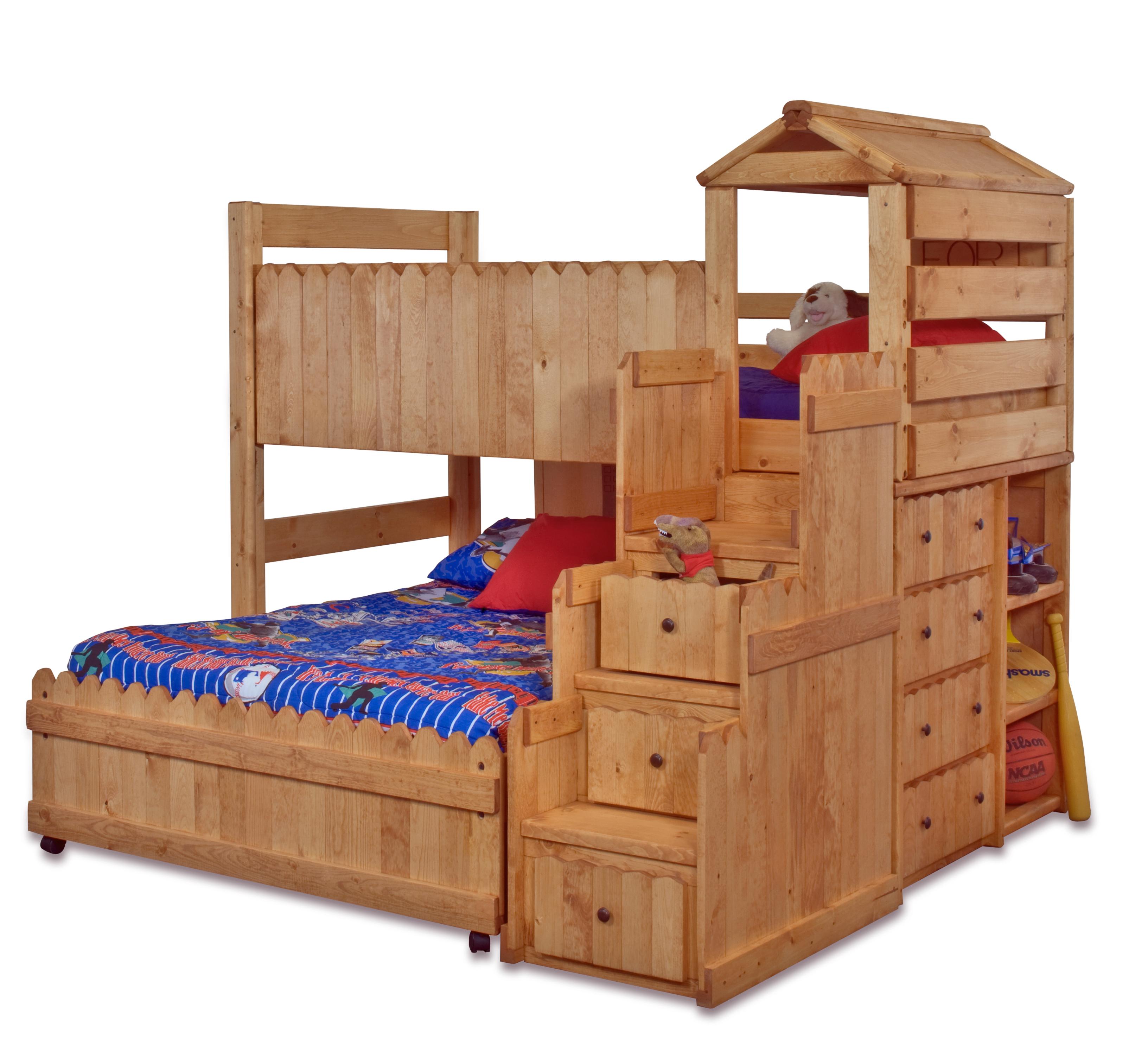 Trendwood The Fort Twin Full Complete Loft Fort Bed With Stairway Chest Conlin S Furniture Loft Beds