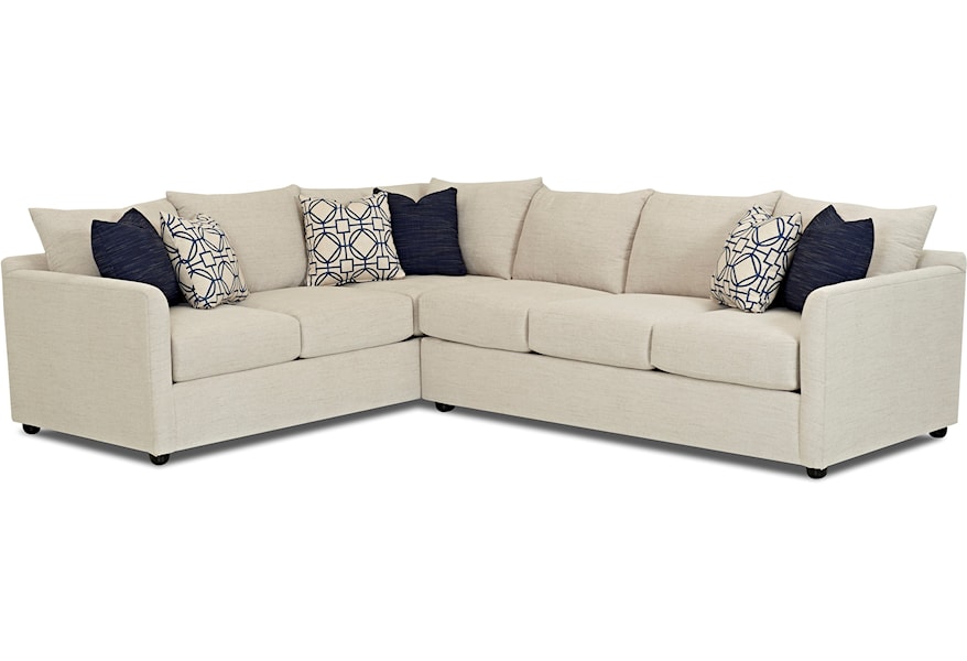 Klaussner Atlanta Transitional Sectional Sofa With Tuxedo Arms