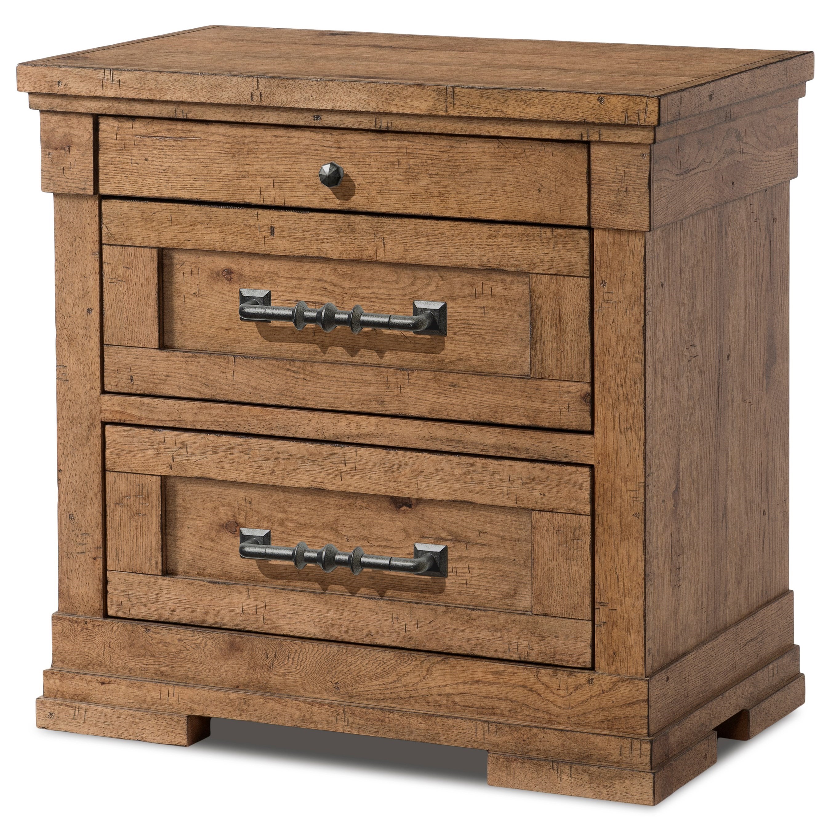 Trisha Yearwood Home Coming Home Cozy Three Drawer Nightstand With Power Strip And Wire Management Belfort Furniture Nightstands
