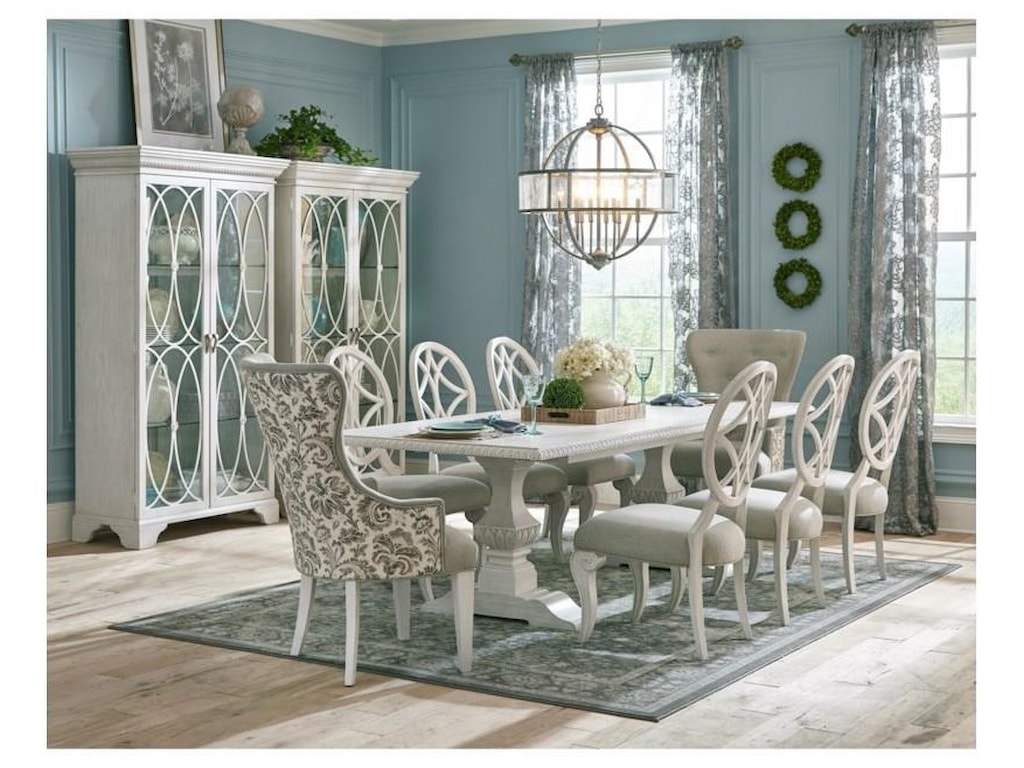 Trisha Yearwood Home Collection By Klaussner Jasper County 790 102tb 6x900 2x906 891 10 Piece Rectangular Dining Room Extension Table 6 Upholstered Side Chairs 2 Upholstered Host Chairs And Server Set Sam Levitz Furniture