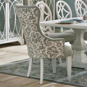 Trisha Yearwood Home Collection By Klaussner Jasper County Vintage Dining Room Host Chair In Two Tone Fabric Dream Home Interiors Dining Arm Chairs