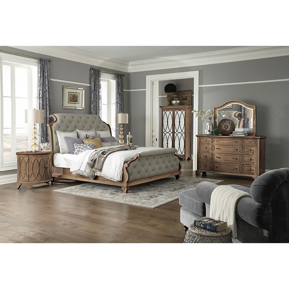 Trisha Yearwood Home Collection By Klaussner Jasper County Honeysuckle Upholstered King Sleigh Bed With Button Tufting Wayside Furniture Upholstered Beds