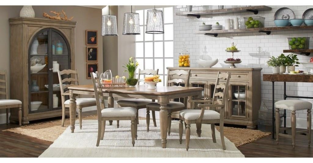 Trisha Yearwood Home Collection By Klaussner Nashville 750 096 4x900 2x905 891 8 Piece Rectangular Dining Room Extension Table 4 Ladderback Side Chairs 2 Ladderback Arm Chairs And Server Set Sam Levitz Furniture Dining